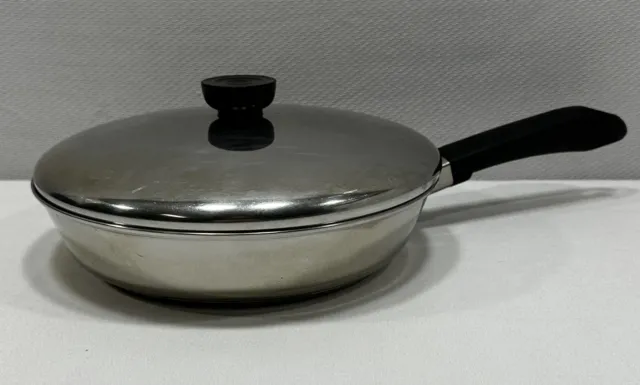 Revere Ware Tri-Ply Skillet 9" 00E - 10/18 Stainless Steel Disk Bottom w/ Lid