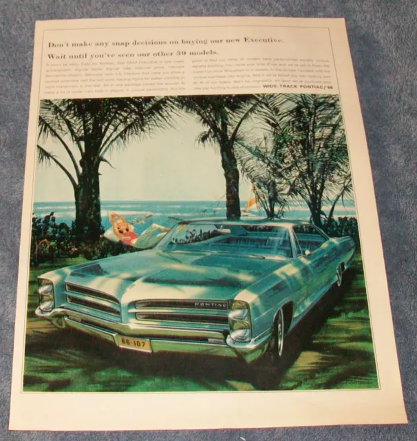 1966 Pontiac Star Chief Executive Hardtop Vintage Ad "Don't Make Any Snap..."