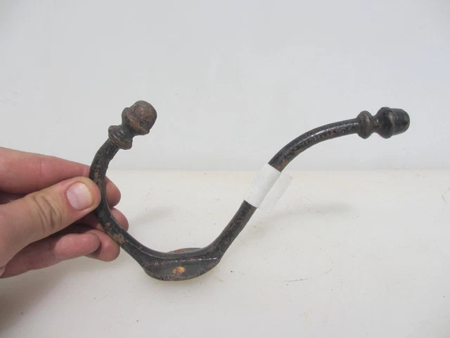 Victorian Iron Coat Hook Hat Hanger Old Vintage Antique Acorn Ends