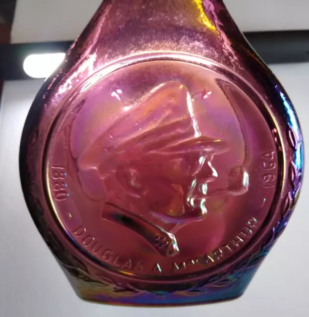 Wheaton Douglas A. MacArthur Purple Amethyst Carnival Glass Bottle Retro 1970's