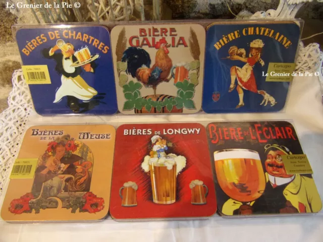 6 dessous de verre pub BIERES Gallia Meuse alcool vintage sous-bocks coasters