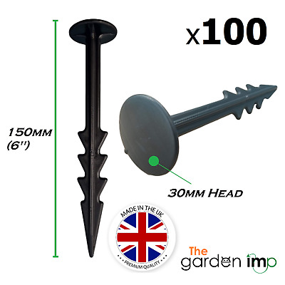 Heavy Duty Ground Cover Pegs 6" 15cm Weed Control Membrane Fabric Fixing x100