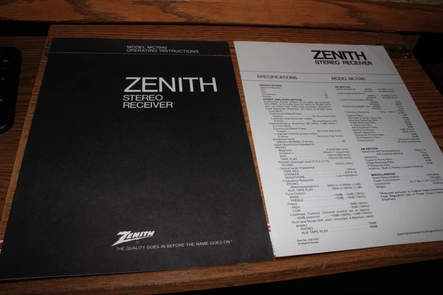 Récepteur stéréo intégré Zenith MC6010 huit pistes table 8 pour pièces