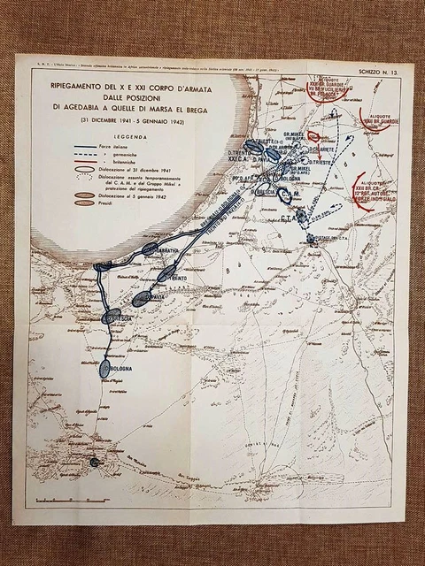 CARTA MAPPA POSIZIONI di Agedabia e Marsa El Brega 19411942 WW2 Guerra