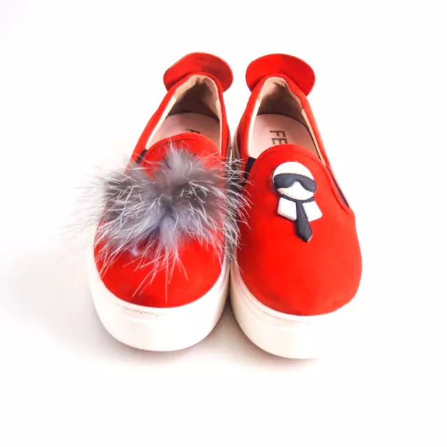 Fendi Slip On Sneakers Red Suede Womens Shoe Size US 6 EU 36 $680