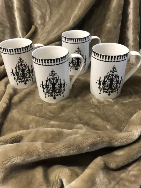 222 Fifth PTS International Belle Maison Stoneware Mugs Coffee Cups (Set of 4)