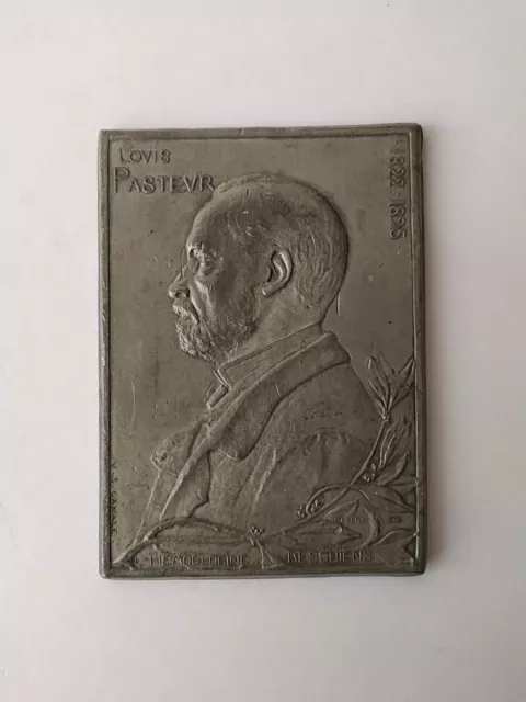 Antique Louis Pasteur French Chemist Microbiologist Lead Medal signed