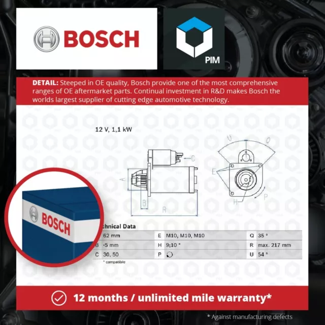 Starter Motor fits PEUGEOT 205 Mk2, Mk2 Gti 1.6 1.9 87 to 98 Bosch 5802ES 5802E1