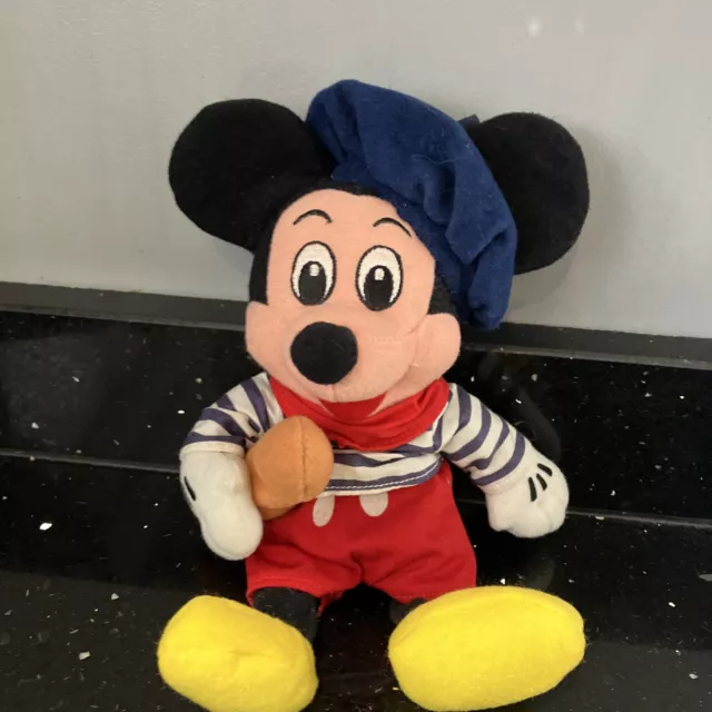 Disney Store Mickey Mouse French Soft Toy Mini Bean Bag Plush 8” Retired Rare