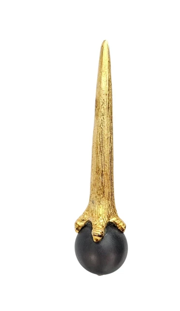 GOLD TONE EAGLE Claw Blue Gray Lucite Jelly Ball Brooch  Gold Tone Eagle Claw Blue Gray Lucite Jelly Ball Brooch Vintage Pin main image 0
