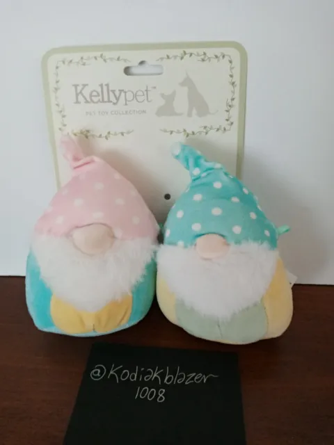4-5" Poppy Maddox Gnome SET Squishmallow Kellypet Plush Pet Dog Toys Squeaker