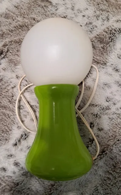 Vintage Mid Century Modern MCM Pop Art  Globe Table Lamp,  Lime Green Base  