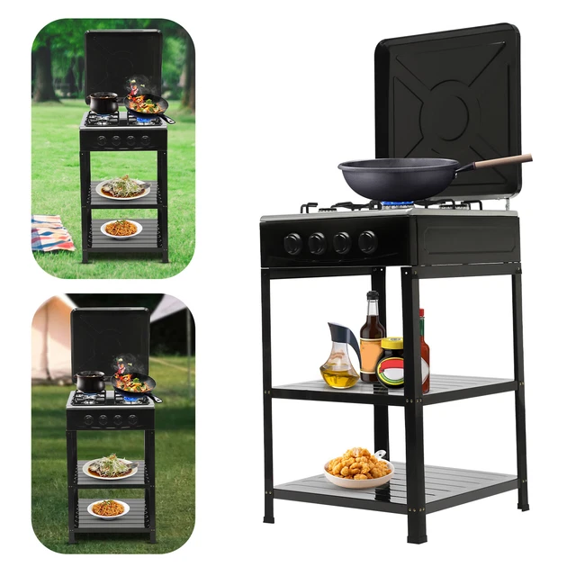 GAS BBQ GRILL Stainless Steel 4 Burner+2Tier Storage Rack Outdoor ...