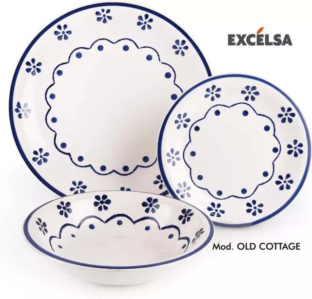 Servizio Piatti, Stile Country Chic, Ceramica, 18 Pezzi - Old Cottage