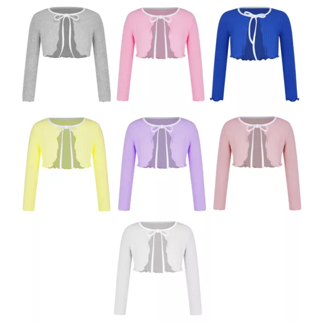 Mädchen Cardigan Weich Shrugs Baumwolle Crop Top Kinder Jacke Yoga Bolero Tanz