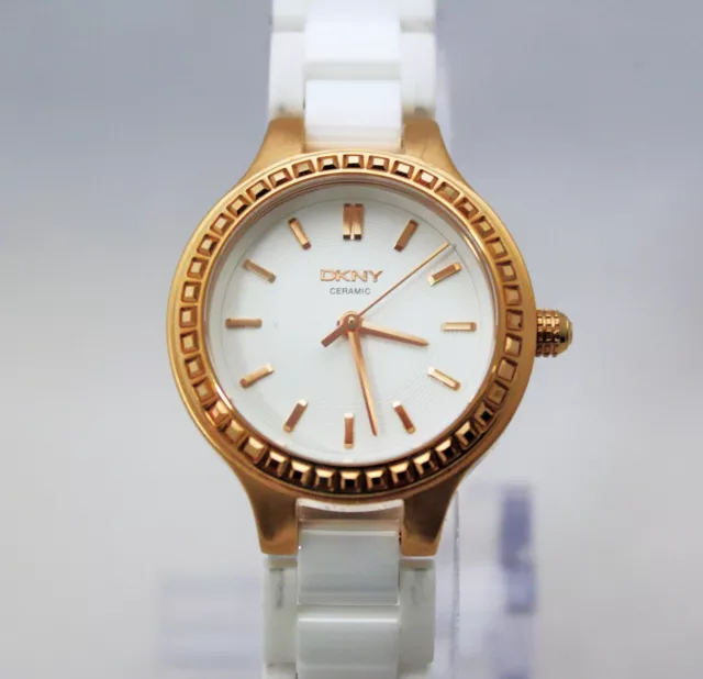 NEW DKNY MINI Chambers NY2249 Silver / NY2251 Rose Gold Ceramic Band Women Watch