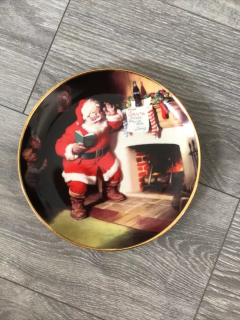 Vintage Franklin Mint Plate Coca Cola Santa Pause That Refreshes Excellent Shape