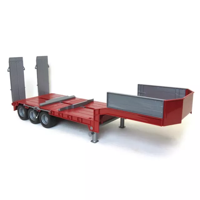 1/16 Red Tri-Axle Low Loader Trailer W/ Ramps 42823