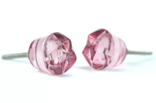 Cut Glass Door Knobs Vintage Victorian Style Light Pink Glass Knobs Set 2 Pcs