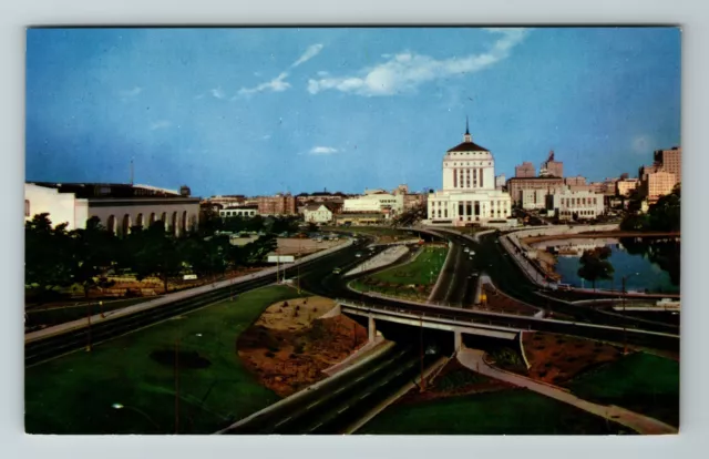 Oakland CA-California, Super Highway, Aerial View, Vintage Postcard