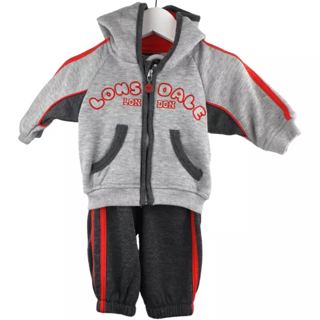 Lonsdale London Baby Boys 2 piece Set Winter Tracksuit Size 3-6 Months Grey Red