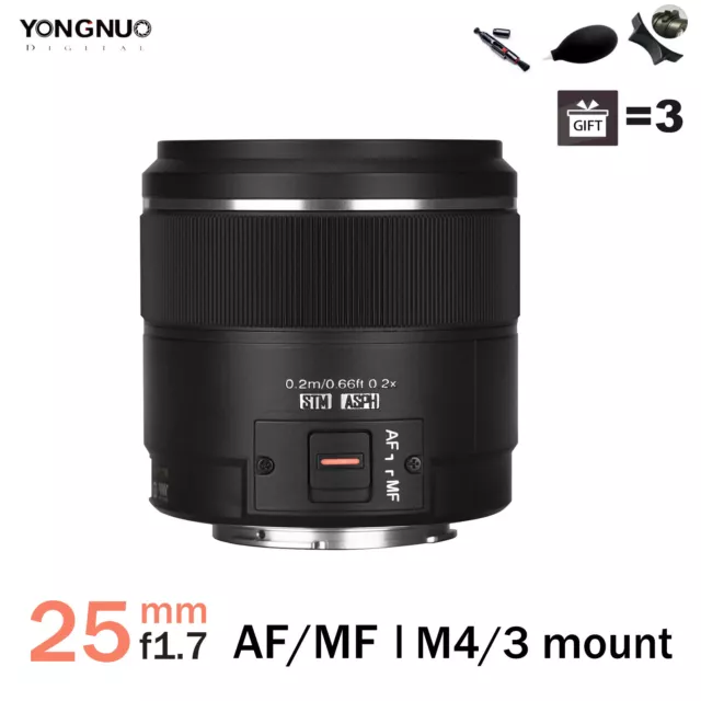 Yongnuo YN25mm F1.7M AF MF Lens Micro 4/3 Mount for M43 Olympus Panasonic Camera