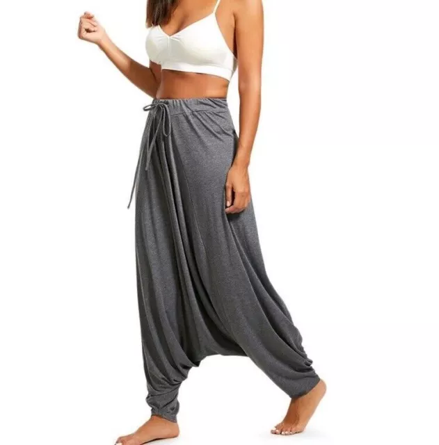 Women's Hippie Slacks Baggy Drop Crotch Harem Pants Saggy Yoga Casual Trousers @