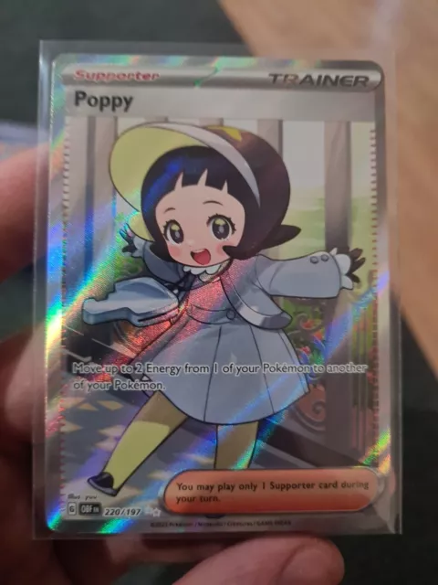 Pokemon TCG Poppy 220/197 Full Art Rare Trainer Obsidian Flames