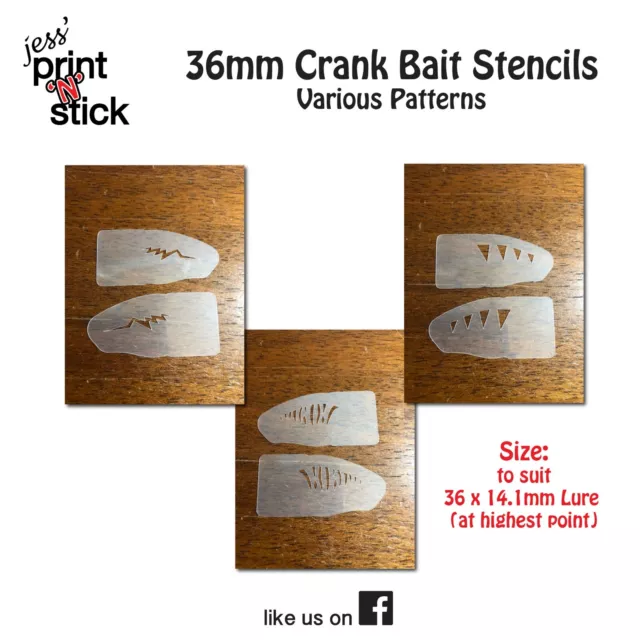 36MM CRANK BAIT Fishing Lure Stencils - Various Patterns $7.35