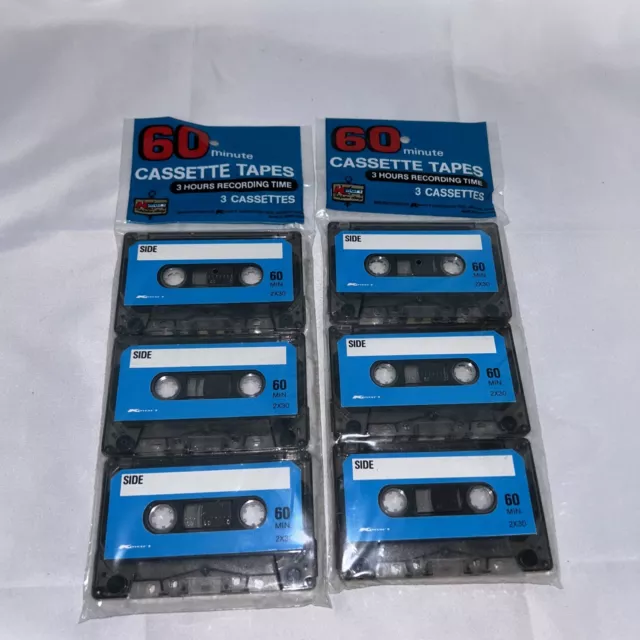 KMC K-Mart brand (2) 3 pack 60 min audio cassettes NOS sealed vintage tapes Box
