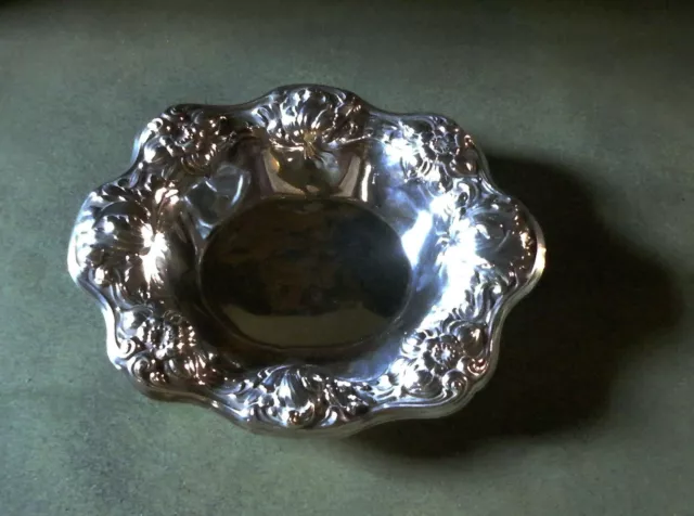 Antique Baroque Revival Repousse Silver Plated Bonbon Dish.  Superb Condition.