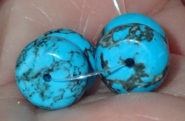4 Vintage Natural Indo - Tibetan, Tibet Turquoise beads, 10mm, #5538