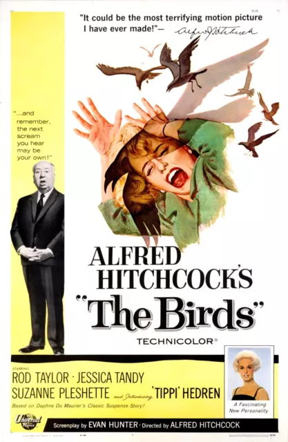 1963 Promo Poster Print "The Birds" Classic Hitchcock Film Gift Wall Decor