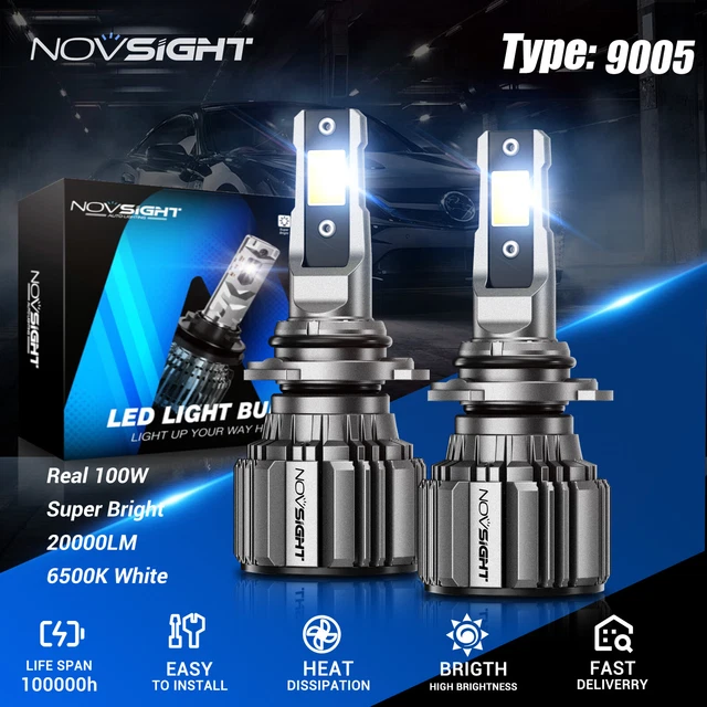Faro LED Novsight 72w 15000lm 2x 9006 nebbia fanale remoto/abbagliante bianco 6500K