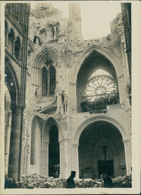Photo Stéréoscopique Vintage - Rue Cathédrale En 1917 (Reims, Guerre 14-18) - Tirage Original Argentique
