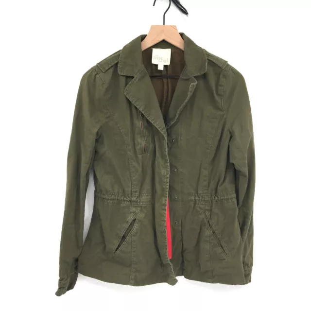 Olive & Oak Army field full zip Jacket blazer military Olive Green coat S womens