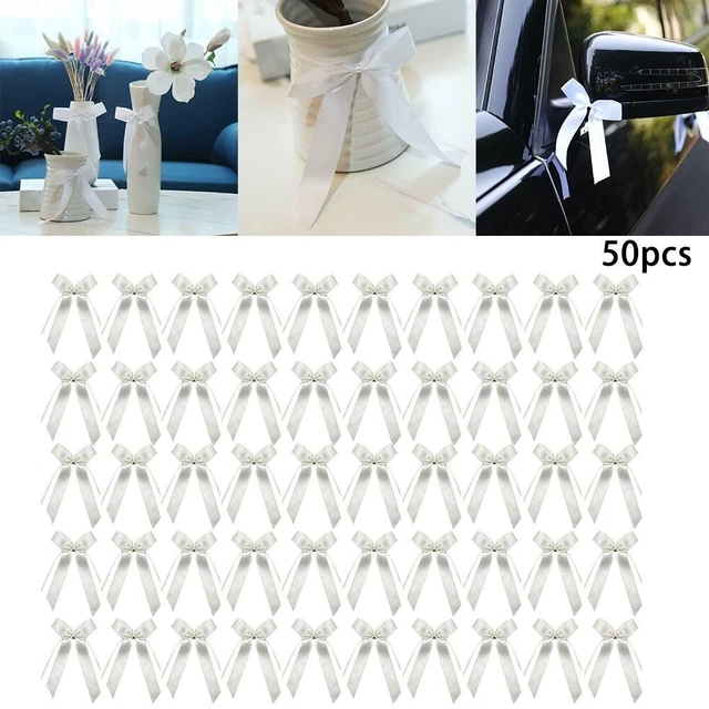 Élégant ruban de voiture de mariée 50 pièces boucles d'antenne blanches pour