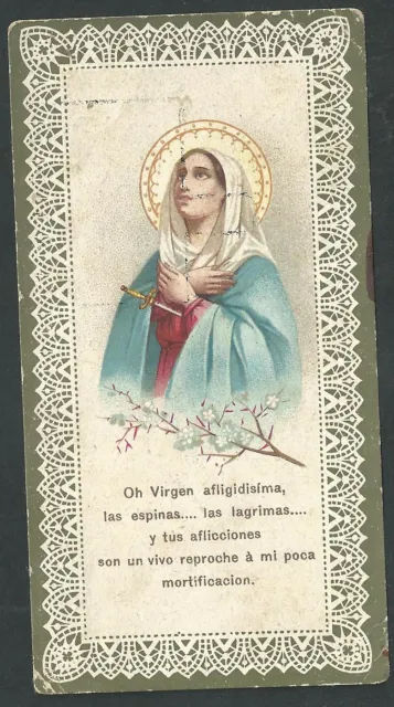 Estampa antigua de la Virgen andachtsbild santino holy card santini