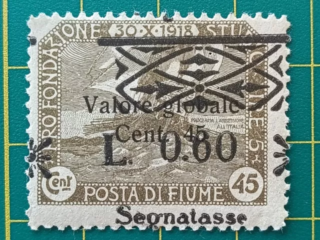 Italy-Fiume 1921,RARE ERROR-Segnatasse at bottom #34,0.60L/45c olive,MNH,CV 3500 2