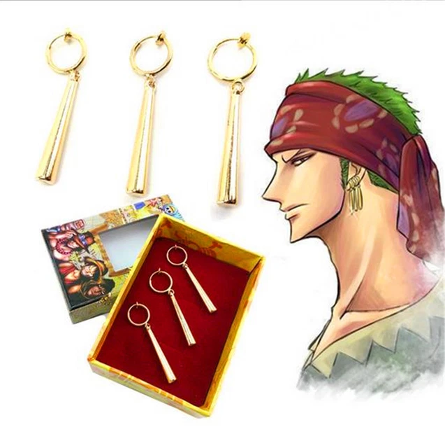 Anime One Piece Cosplay Prop Pendant Zoro Non Pierced Ear Clip Earrings   Wish