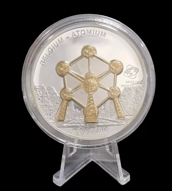 Cook Islands 10 Dollars 2010 Skulpturmünze Atomium 999 Silber 31.1 g  943