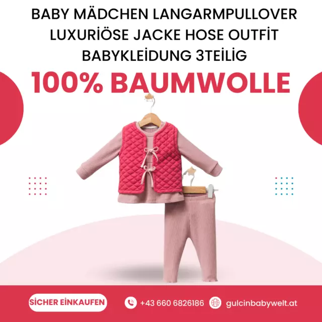 Baby Mädchen Langarmpullover Luxuriöse Jacke Hose Outfit Babykleidung 3teilig 2