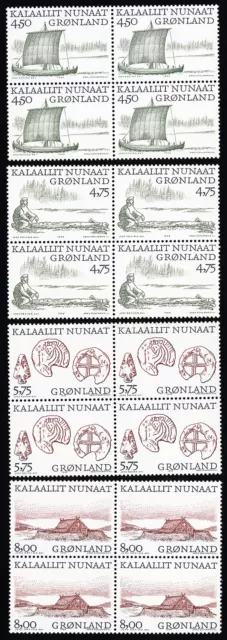 Greenland Stamps # 351-4 MNH XF Blocks Of 4 Scott Value $39.00