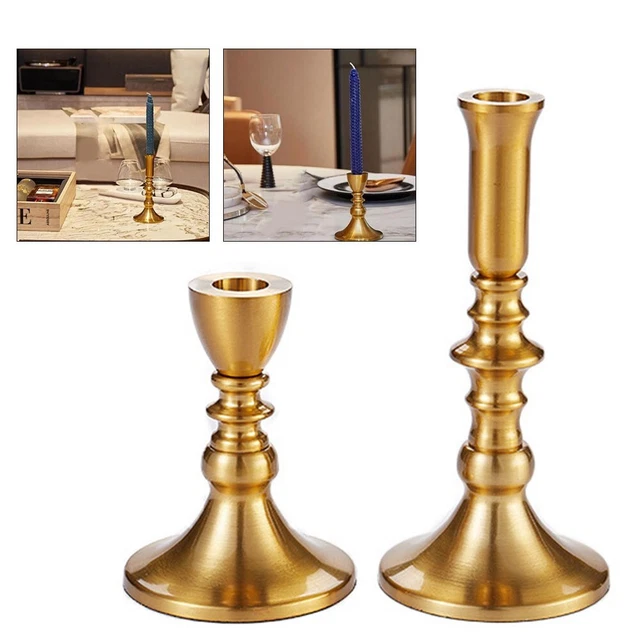 Porte-Bougie En Laiton Doré NKlaus - Bougeoir Pour Bougies Fines Ø0,9cm | Hauteur 35mm
