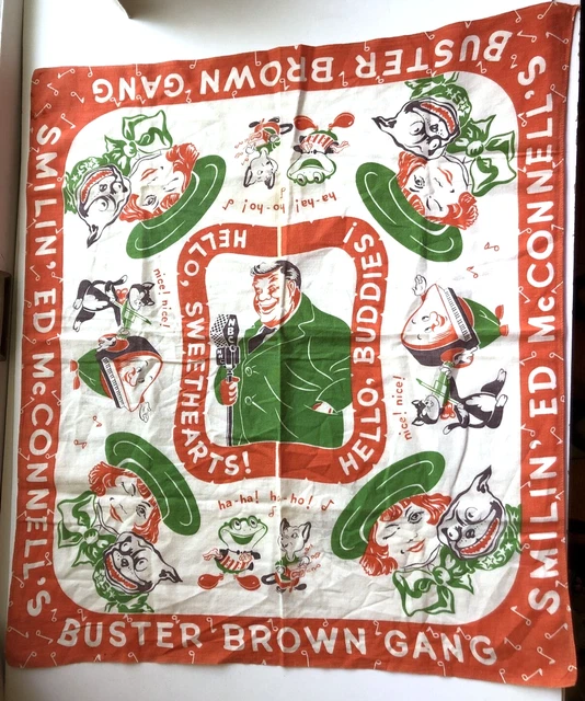 VTG 1948 BUSTER BROWN GANG Smilin Ed Mcconnell Bandana Hankie - RARE FIND