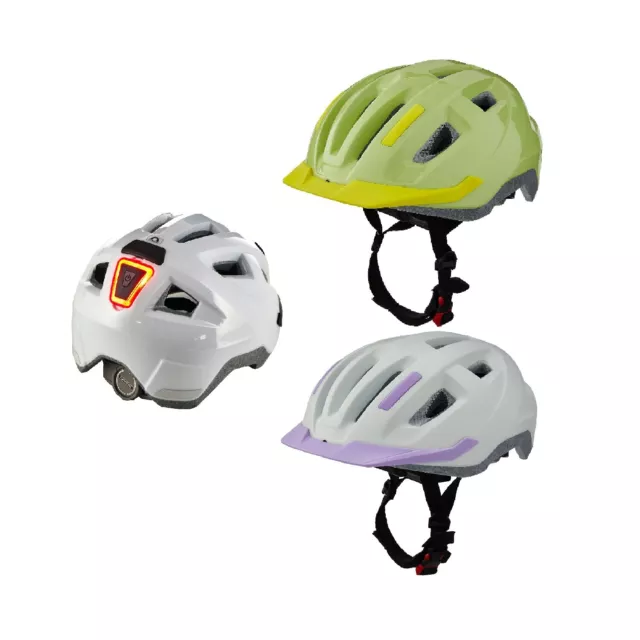 KINDER-Fahrradhelm 49-54 Cm LED-Rücklicht mit Leuchtband  3 Leuchtstufe Bikemate
