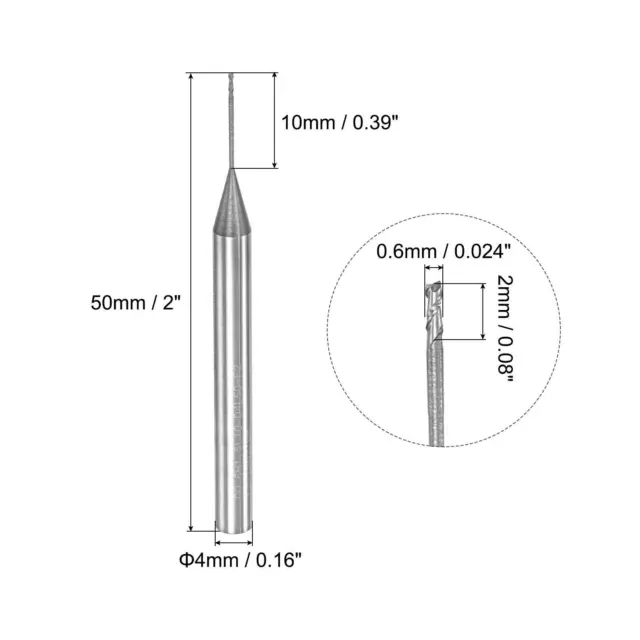 4mm Shank 0.6mm x 10mm Solid Carbide Uncoated 2 Flute Square End Mill Cutter 2