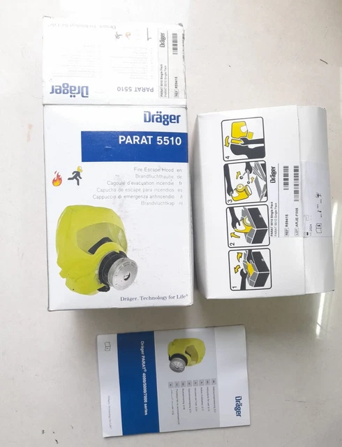 A lot of 10 Draeger parat5510 firesmoke hood box packing expiry year 2023 - 2027