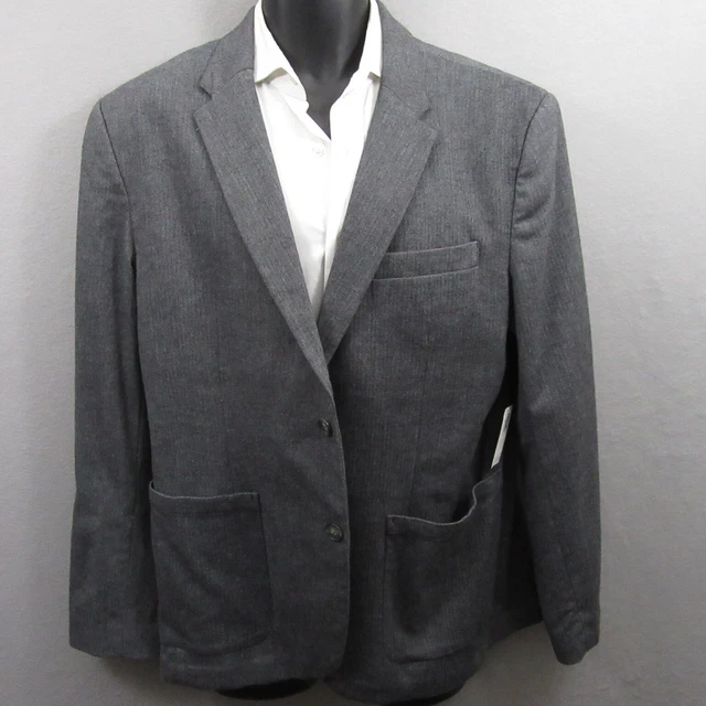 Old Navy Mens Sport Coat Size L Gray Herringbone Blazer Single Vent 2