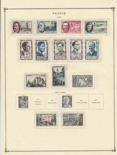 france 1957 stamps page mounted mint & used ref 17500